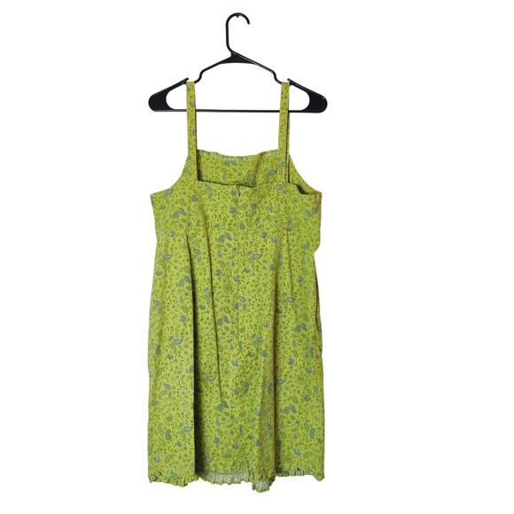 Vtg 90s Venezia Lime Green Paisley Ruffle Square Neck Cotton Dress 18 Clueless - Picture 2 of 11